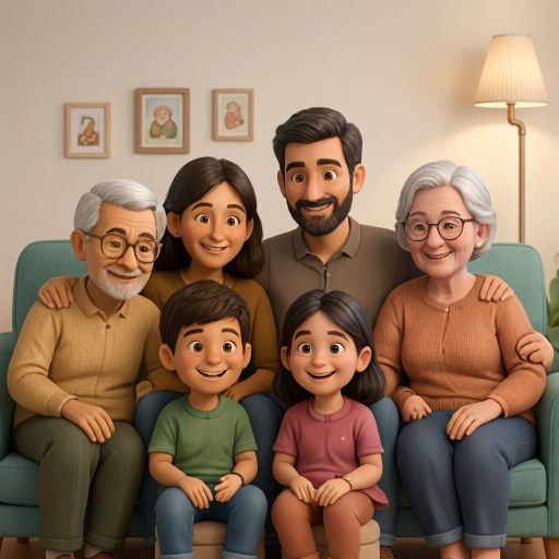 Happy family using FamilySpace